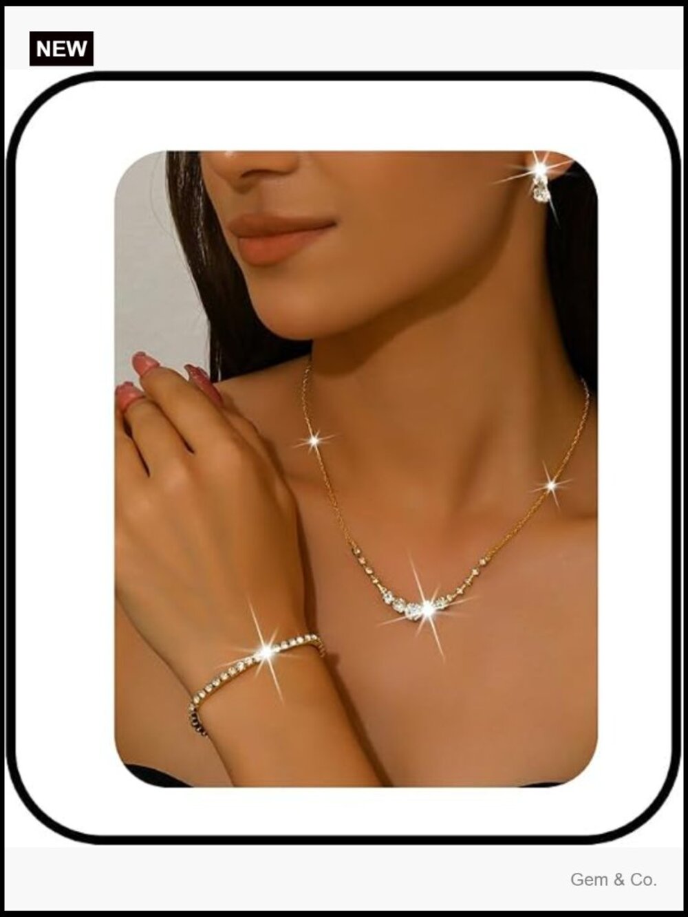 3-Piece Crystal Necklace Earring Bracelet Set Wedding Prom Jewelry